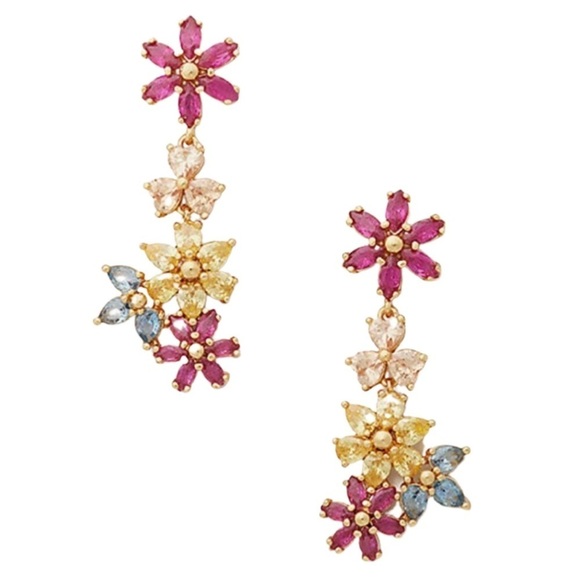 KATE SPADE • First Bloom Linear Drop Crystal Flower Earrings - Picture 1 of 4